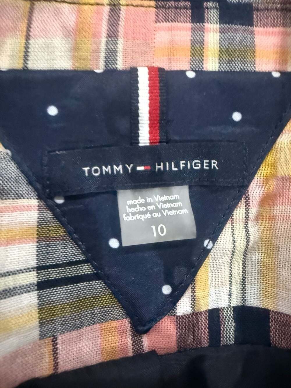 Tommy Hilfiger Patchwork Plaid Blazer Elbow Patches Preppy Academia Sz 10 - Picture 4 of 8